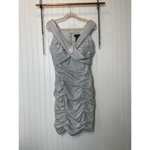 NWT Cachet Special Occasion Dress Gray Ruched Bodycon Sexy Cocktail Size 10